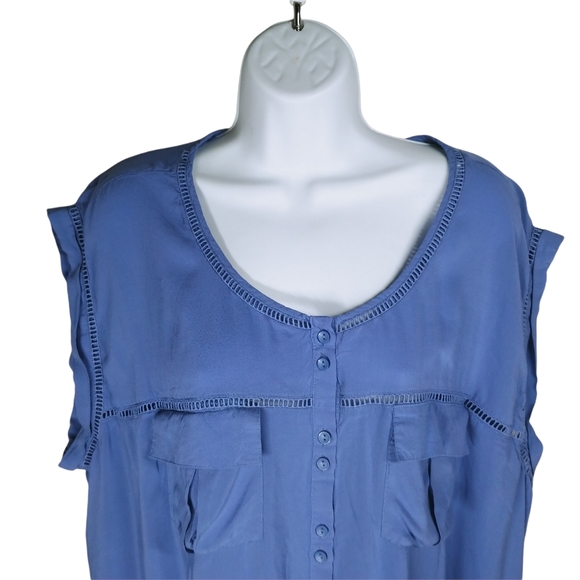 Reitmans Button Down Blouse, Periwinkle, 22 - Picture 2 of 8